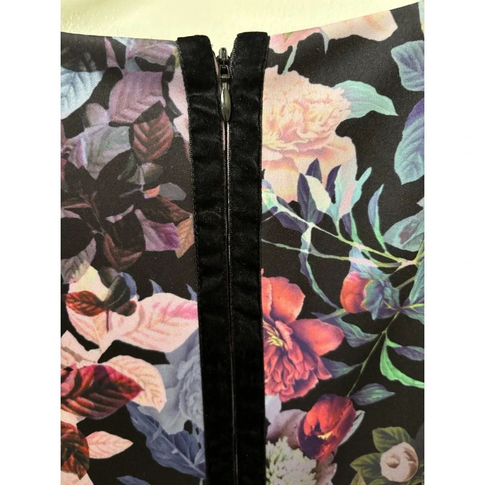 Adrianna Papell Black Multicolor‎ Floral Sheath Short Sleeve Dress Women's 2 - Picture 2 of 4